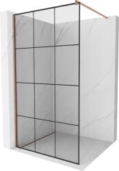 Mexen Kioto zuhanyfal Walk-in 100 x 200 cm, fekete rácsos 8 mm, kefe réz - 800-100-101-65-77 (800-100-101-65-77)