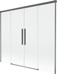 Mexen Rox 2-szárnyú elhúzható kádparaván 170 x 150 cm, átlátszó, gun gray kefe - 8C9-170-002-66-00 (8C9-170-002-66-00)