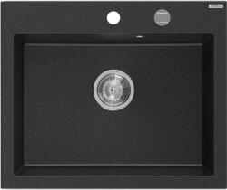 Mexen Elix 1-medencés gránit mosogató 600 x 500 mm, fekete/ezüst metál, króm szifon - 6525601005-73 (6525601005-73)