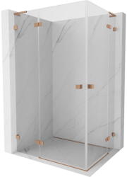 Mexen Lunar L Duo balos zuhanykabin balos ajtó bal 110 x 100 cm, átlátszó, kefe réz - 834L-110L-100P-65-00 (834L-110L-100P-65-00)