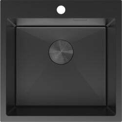 Mexen Solix 1 rekeszes rozsdamentes acél mosogató 500 x 500 mm, fekete - 6407501000-70 (6407501000-70)