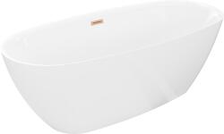 Mexen Luvo Slim szabadon álló kád 170 x 75 cm, fehér, selyemfényű réz túlcsorduló - 52801707500-65 (52801707500-65)