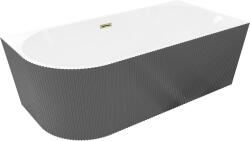 Mexen Silo szabadon álló sarok fürdőkád jobb bordázott 150 x 75 cm, fehér/szürke, arany túlfolyó - 52891507562P-50 (52891507562P-50)
