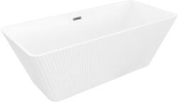 Mexen Tava szabadon álló bordázott kád 170 x 75 cm, fehér, kifolyó gun gray kefélt - 52851707500-66 (52851707500-66)
