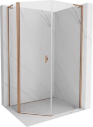 Mexen Mist L ötszögletű aszimmetrikus nyíló zuhanykabin 80x90 cm, átlátszó, kefélt réz - 8A8L-080-090-65-00 (8A8L-080-090-65-00)