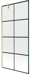 Mexen Next fürdőkád paraván 1-szárnyú 90 x 150 cm, fekete rács, arany szálcsiszolt - 895-090-000-00-77-55 (895-090-000-00-77-55)