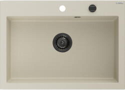Mexen Elix 1-medencés gránit mosogató 700 x 500 mm, bézs, fekete szifon - 6526701005-69-B (6526701005-69-B)