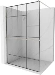 Mexen Kioto+ zuhanyfal polccal Walk-in 120 x 200 cm, fekete minta, kefélt nikkel - 800-120-121-97-78 (800-120-121-97-78)