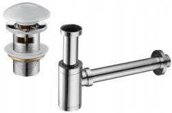  Mexen kerekített mosdó félszifon kerámia klik-klak dugóval, túlfolyóval, króm/fehér - 7992050-02 (7992050-02)