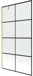 Mexen Next 1-szárnyú zuhanyfal 100 x 150 cm, fekete rácsos, arany kefezett - 895-100-000-00-77-55 (895-100-000-00-77-55)
