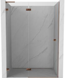 Mexen Lunar L 130 cm-es, balos nyíló zuhanyajtó, átlátszó, rózsaarany - 834L-130-000-60-00-L (834L-130-000-60-00-L)