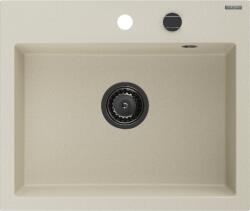Mexen Oscar egymedencés gránit mosogató 580 x 490 mm, bézs, fekete szifon - 6519581000-69-B (6519581000-69-B)