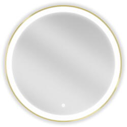 Mexen Esso fürdőszobai tükör, kerek, megvilágított, 70 cm-es, 6000K LED, páramentes, arany keret - 9825-070-070-611-50 (9825-070-070-611-50)