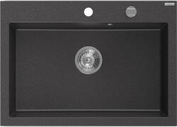 Mexen Elix 1-medencés gránit mosogató 700 x 500 mm, fekete pöttyös, krómozott szifon - 6526701005-76 (6526701005-76)
