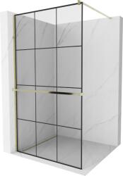 Mexen Kioto+ zuhanyfal polccal Walk-in 120 x 200 cm, fekete rács, arany - 800-120-121-50-77 (800-120-121-50-77)