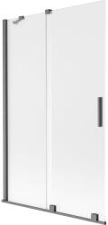 Mexen Velar kádparaván 2-szárnyú tolóajtós 110 x 150 cm, matt, szálcsiszolt gun gray - 896-110-000-31-66 (896-110-000-31-66)