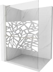 Mexen Kioto+ L zuhanyfal polccal, Walk-in 100 x 200 cm, fehér minta, kefélt nikkel - 800-100-123-97-85 (800-100-123-97-85)