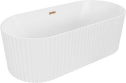 Mexen Paola szabadon álló bordázott kád 170 x 80 cm, fehér matt, réz túlfolyó - 52721708001-65 (52721708001-65)