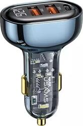 USAMS autós töltő 2 USB+Type-C aljzat (80W, gyorstöltő) SÖTÉTKÉK (CC159CC02) (USA859) (USA859)