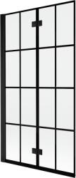 Mexen Mist 2-szárnyú bal oldali fürdőképernyő 100 x 150 cm, fekete rács, fekete - 8A9-100-002-70-77-L (8A9-100-002-70-77-L)