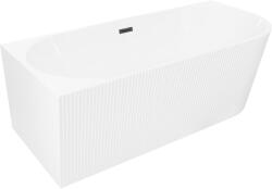 Mexen Silo szabadon álló sarokkád bal oldal ryflowana 170 x 80 cm, fehér, fekete túlfolyó - 52891708000L-70 (52891708000L-70)