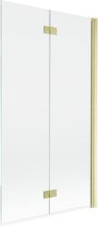 Mexen Mist kétajtós jobboldali kádparaván 100 x 150 cm, átlátszó, arany kefe - 8A9-100-002-55-00-P (8A9-100-002-55-00-P)