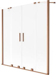 Mexen Velar Duo kétszárnyú eltolható kádparaván 140 x 150 cm, fagyos, kefe réz - 896-140-000-32-65 (896-140-000-32-65)