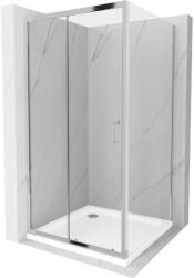 Mexen Apia tolóajtós zuhanykabin 90 x 90 cm, átlátszó, króm + Flat zuhanytálca - 840-090-090-01-00-4010 (840-090-090-01-00-4010)