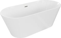 Mexen Flavia szabadon álló kád 170 x 75 cm, fehér, túlfolyó szálcsiszolt nikkel - 54031708000-97 (54031708000-97)