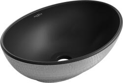 Mexen Elza munkalapra szerelhető mosdó 40 x 33 cm, fekete matt/ezüst pikkelyminta - 21014022 (21014022)