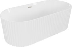 Mexen Paola szabadon álló, bordázott kád 170 x 80 cm, fehér fényes, ecsetelt nikkel - 52721708000-97 (52721708000-97)