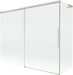 Mexen Rox L fürdőkád paraván 2-szárnyú, toló, 190 + 80 x 150 cm, átlátszó, kefezett nikkel - 8C9L-190-080-97-00 (8C9L-190-080-97-00)