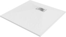 Mexen Hugo négyszögletes zuhanytálca SMC 90 x 90 cm, fehér, inox takaróelem - 42109090-X (42109090-X)