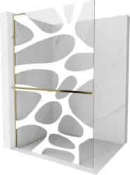 Mexen Kioto+ L zuhanyfal polccal Walk-in 90 x 200 cm, fehér hullám, arany - 800-090-123-50-97 (800-090-123-50-97)