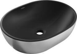 Mexen Viki mosdó, pultra helyezhető, 48 x 35 cm, fekete matt/ezüst mintával - 21054873 (21054873)
