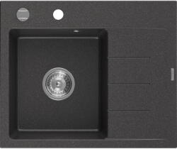 Mexen Ben gránit mosogató 1-medencés csepegtetővel, balos, 600 x 500 mm, fekete pöttyös, króm szifon - 6522605000-76 (6522605000-76)