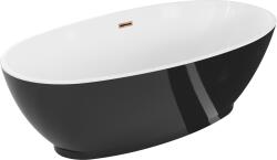 Mexen Bilbao szabadon álló kád 180 x 90 cm, fehér/fekete, túlfolyó rózsaarany - 51311809075-60 (51311809075-60)