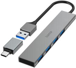 Hama 00200141 hálózati csatlakozó USB 3.2 Gen 1 (3.1 Gen 1) Type-A 5000 Mbit/s Szürke (hama200141) (hama200141)