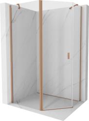 Mexen Mist ötszögletű, aszimmetrikus zuhanykabin, nyíló, 90 x 80 cm, átlátszó, csiszolt réz - 8A8-090-080-65-00 (8A8-090-080-65-00)