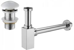  Mexen félszifon mosdóhoz, kocka alakú, kerámia klik-klak dugóval, túlfolyó nélküli, króm/fehér - 7991060-02 (7991060-02)