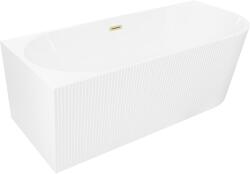 Mexen Silo szabadon álló sarokkád bal bordázott 150 x 75 cm, fehér, arany matt túlfolyóval - 52891507500L-55 (52891507500L-55)