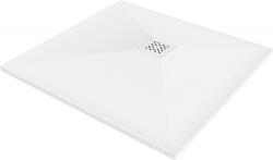 Mexen Stone+ kompozit négyzet alakú zuhanytálca 90 x 90 cm, fehér, fehér burkolat - 44109090-W (44109090-W)