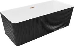 Mexen Nila szabadon álló bordázott kád 170 x 75 cm, fehér/fekete, rózsaarany túlfolyó - 52841708075-60 (52841708075-60)
