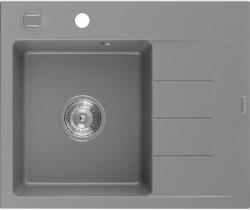 Mexen Ben gránit mosogató 1-medencés csepegtetővel, balos 600 x 500 mm, szürke, krómozott szifon - 6522605000-71 (6522605000-71)