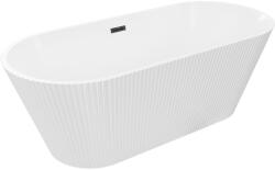 Mexen Yara szabadon álló bordázott kád 170 x 75 cm, fehér, fekete túlfolyó - 52861707500-70 (52861707500-70)