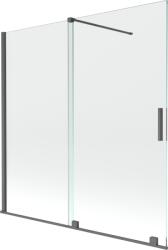 Mexen Velar kétszárnyú tolóajtós kádparaván 160 x 150 cm, átlátszó, szálcsiszolt puskaszürke - 896-160-000-01-66 (896-160-000-01-66)