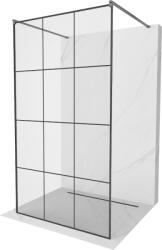 Mexen Kioto szabadon álló zuhanyfal 110 x 200 cm, fekete rács 8 mm, gun metal - 800-110-002-95-77 (800-110-002-95-77)
