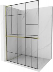 Mexen Kioto+ L zuhanyfal polccal Walk-in 110 x 200 cm, fekete minta, arany - 800-110-123-50-78 (800-110-123-50-78)