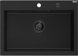 Mexen Elix gránit konyhai mosogató 1-medencés 700 x 500 mm, fekete, fekete szifonnal - 6526701005-77-B (6526701005-77-B)