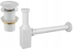  Mexen fél szifon mosdóhoz, négyzet alakú, klikk-klakk dugóval, túlfolyó nélküli, fehér - 7991060-20 (7991060-20)